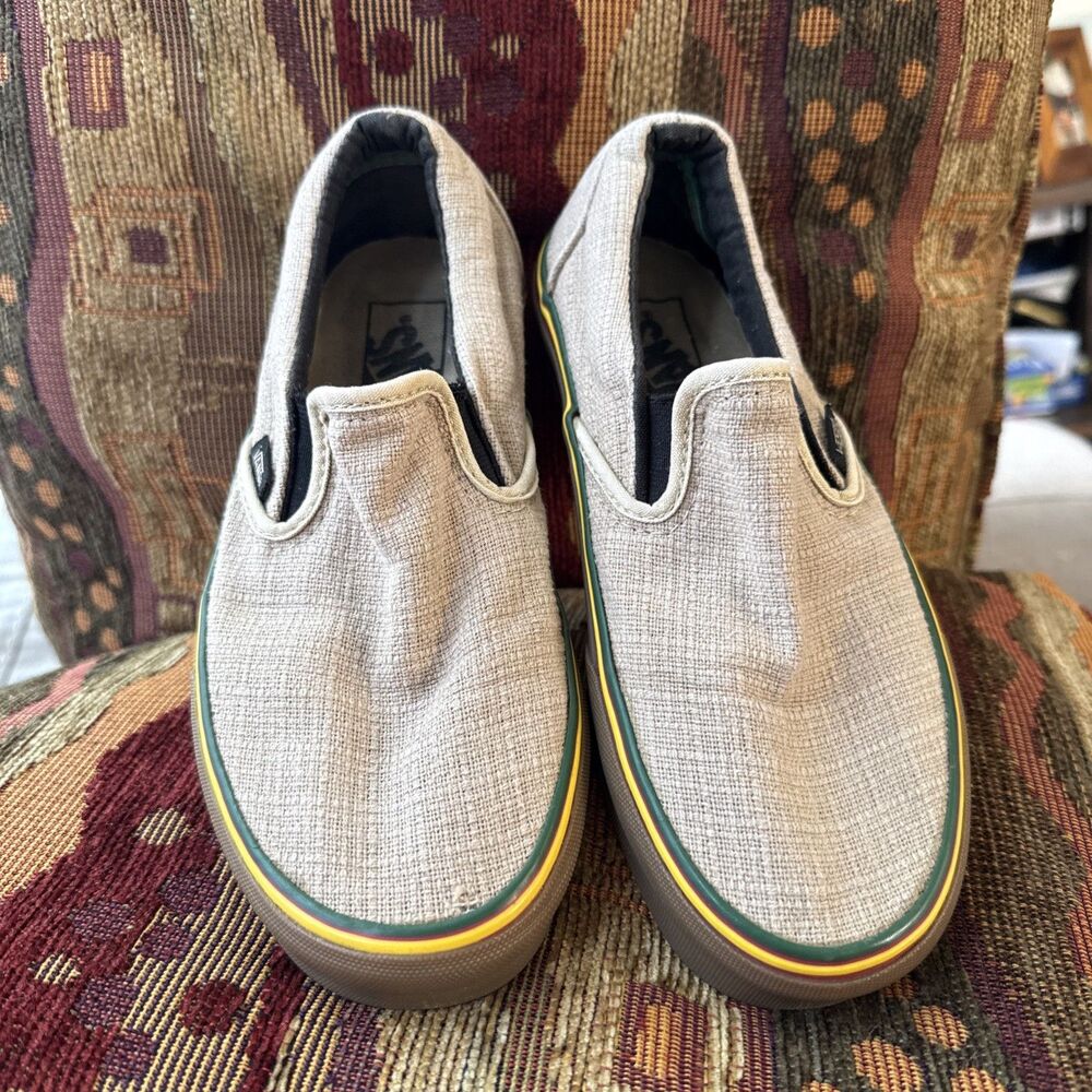 VANS Rasta Hemp Pack Classic Slip-On Women Size 6.5 Skate Shoes Casual Sneakers